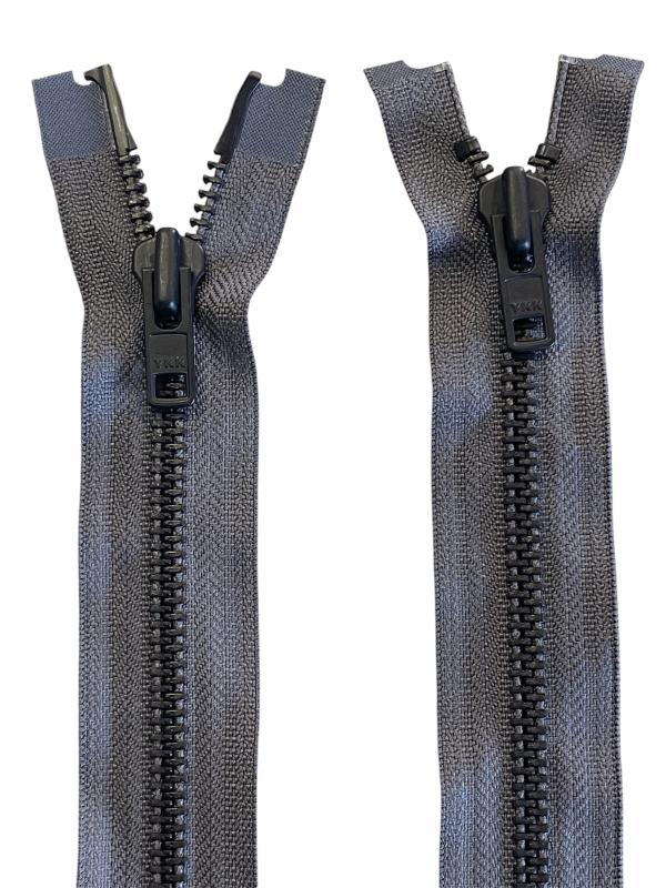 YKK Original Metallblixtlås 8mm 2-vägs Delbart – Grå/Svart Oxid