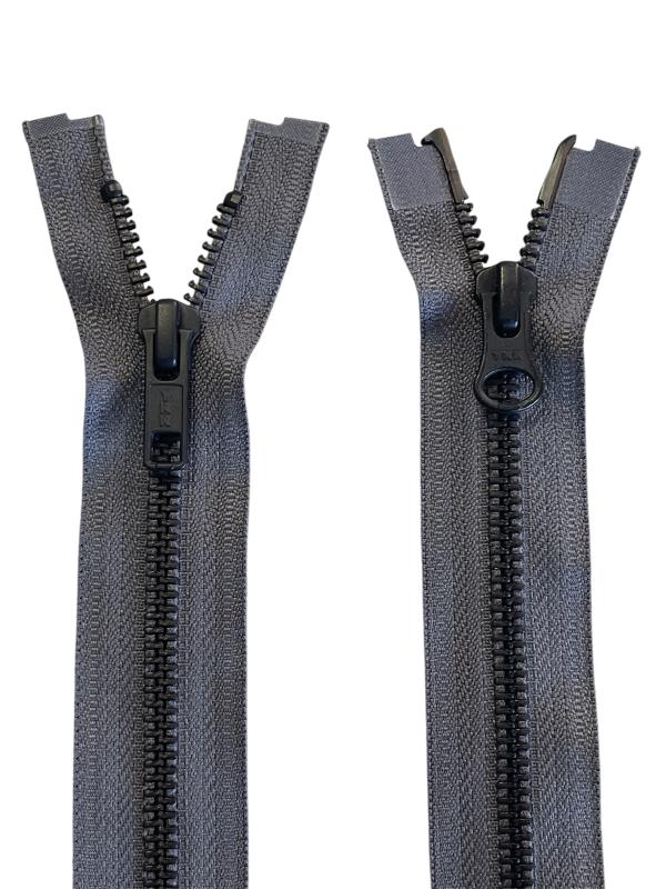 YKK Original Metallblixtlås 6mm 2-vägs Delbart – Grå/Svart Oxid