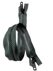 YKK CFC-10 Kraftigt 2-vägs Spiralblixtlås med Dubbel Metallöpare (Svart, UV-beständigt, 25 cm – 2500 cm)