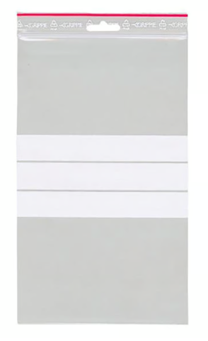 Plastpåse med blixtlås och skrivfält, 90 my tjocklek, 150x250 mm