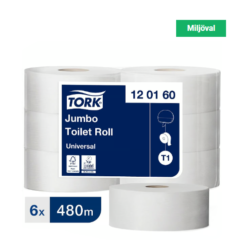 Toalettpapper Tork T1 Jumbo Universal 1-lg Natur 480m