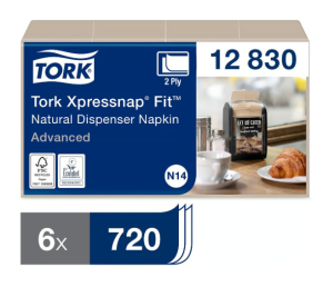 Dispenserservett Tork N14, 2-lagers, Natur, 16,5 x 21,3 cm