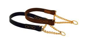 Newton Halvstryp – Handgjort hundhalsband i Tärnsjöläder (Svart & Brun)