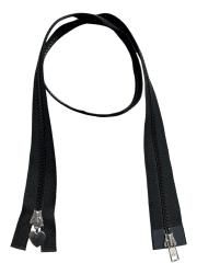 YKK Blixtlås 4mm – Delbart 2-vägs (Svart/Silver med Hjärtlöpare)