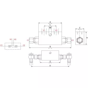 Dubbel Låsventil Vbpde-L 3/8 L12