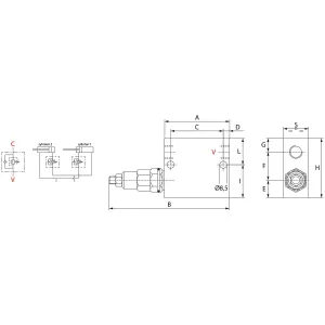 Sekvensventil 3/8 Vsqapp 35L 10-180Bar