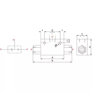 Skyttelventil 1/4 Vu2P 450Bar