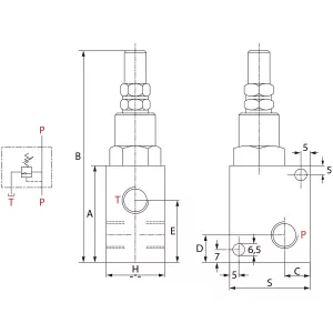 Tryckbegränsningsventil 1/4 Vmp 10-180 Bar