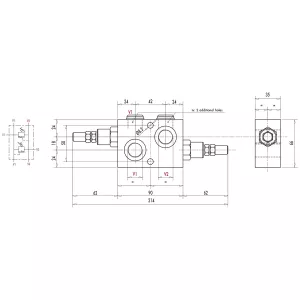 Dubbel Tryckbegränsningsventil 3/8 Vmpdi 10-180Bar
