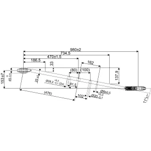 Dragarm Valtra 980Mm Cat2 Väns. 45350230