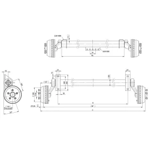 Axel Med Broms 1500Kg A1950 5X112 W205Rs