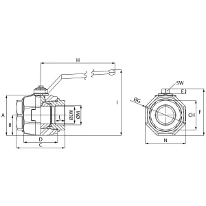 2-Vägs Kulventil Bsp 1.1/2 420Bar