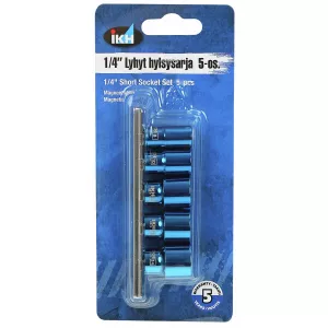 Hylssats 1/4" 5 Delar 8-14Mm Kort Magnetisk