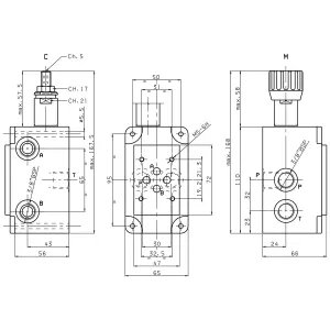 Cetop 3/Nk6 3/8 Montageplatta 1-Sektion Ventil