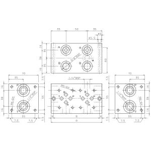 Cetop 3/Nk6 3/8 Montageplatta 2-Sektion