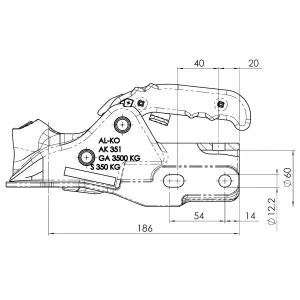 Kulkoppling 3500Kg Ak351 60Mm Rund