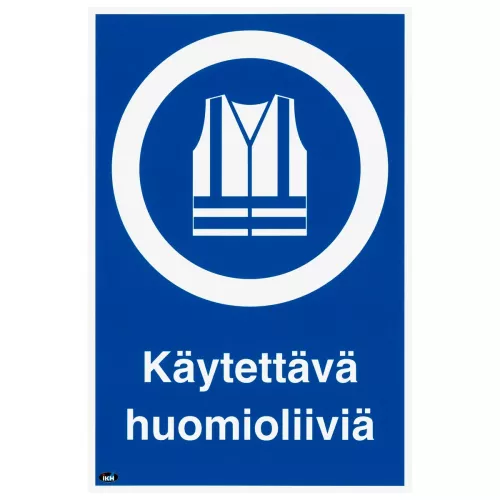 Skylt Käytettävä Huomioliiviä 200X300