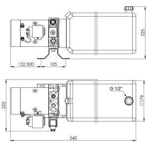 Pumpstation 1,6Kw 12V 8L 2-Verkande+Fjärrkontroll