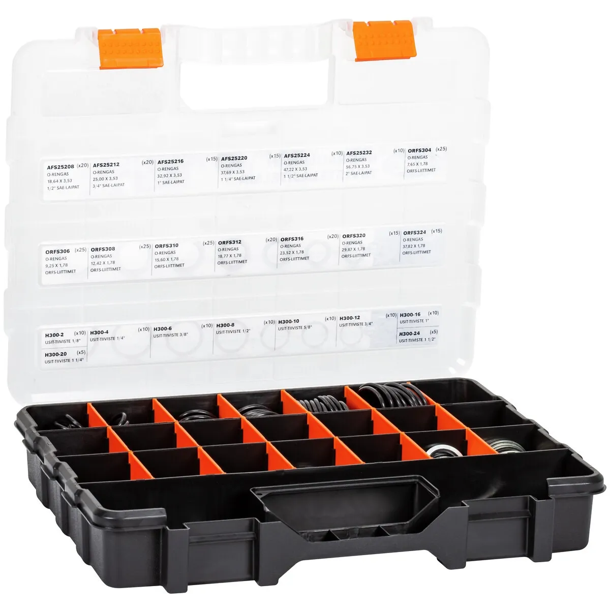 Sortiment Gummistålbrickor + O-Ringar 340 Delar