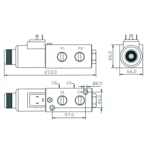 Riktningsventil 6/2 1/2 12V 350Bar