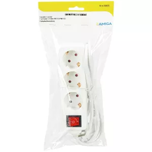 Grenuttag 3-Vägs 1,4M Vit Med Strömbrytare