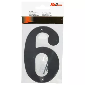 Husnummer Sex 150Mm Mässing/Svart
