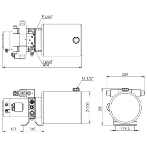 Pumpstation 2.2Kw 24V 8L 2-Verkande+Fjärrkontroll