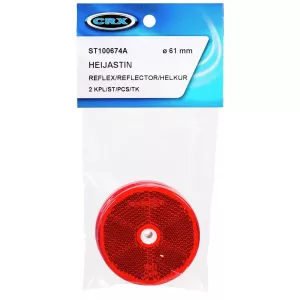 Reflex Röd Rund 61Mm Monteringshål 2St