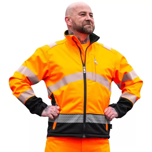 Softshell Jacka 2Xl Randal Fl.Or/Svt Kl2 En20471