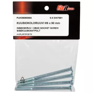 Insexskruv M6X90 4St Försänkt 8.8 Din7991