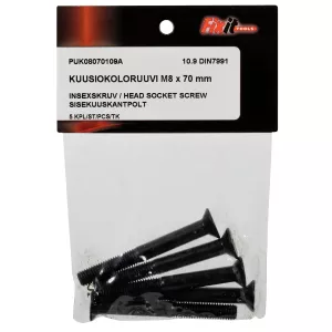 Insexskruv M8X70 5St Försänkt 10.9 Din7991