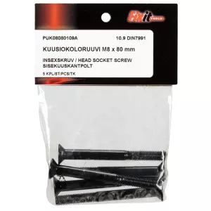 Insexskruv M8X80 5St Försänkt 10.9 Din7991