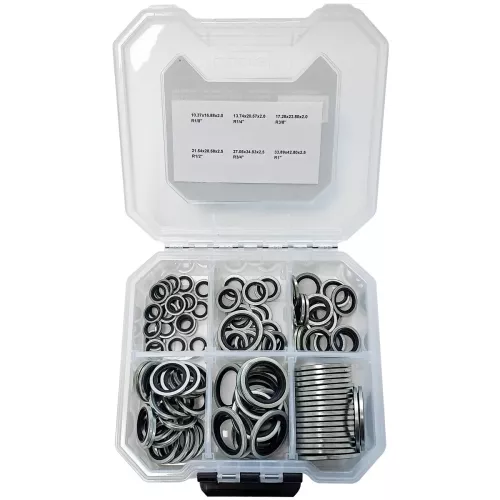 Gummistålbricka Sortimentlåda G1/8"-G1" 120St