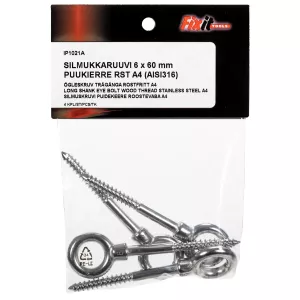 Ögleskruv Trägänga 6X60Mm A4 4St