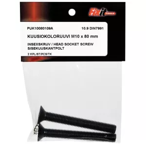 Insexskruv M10X80 2St Försänkt 10.9 Din7991