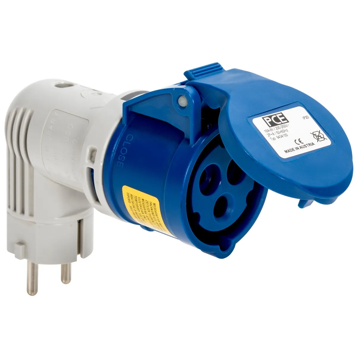 Övergångadabter 16A Schuko / 3-Pol Pce