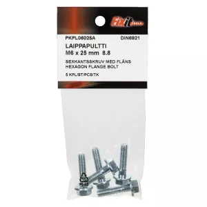 Sexkantsskruv Med Fläns M6X25Mm 8.8 5St Din6921