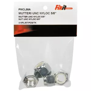 Låsmutter Unc Nyloc 5/8" Förzinkad 4St