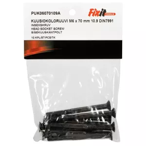 Insexskruv M6X70 10St Försänkt 10.9 Din7991