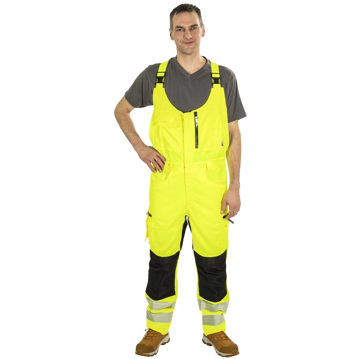 Varsel Hängselbyxa D108 Russel Fl.Gul/Svart Kl2