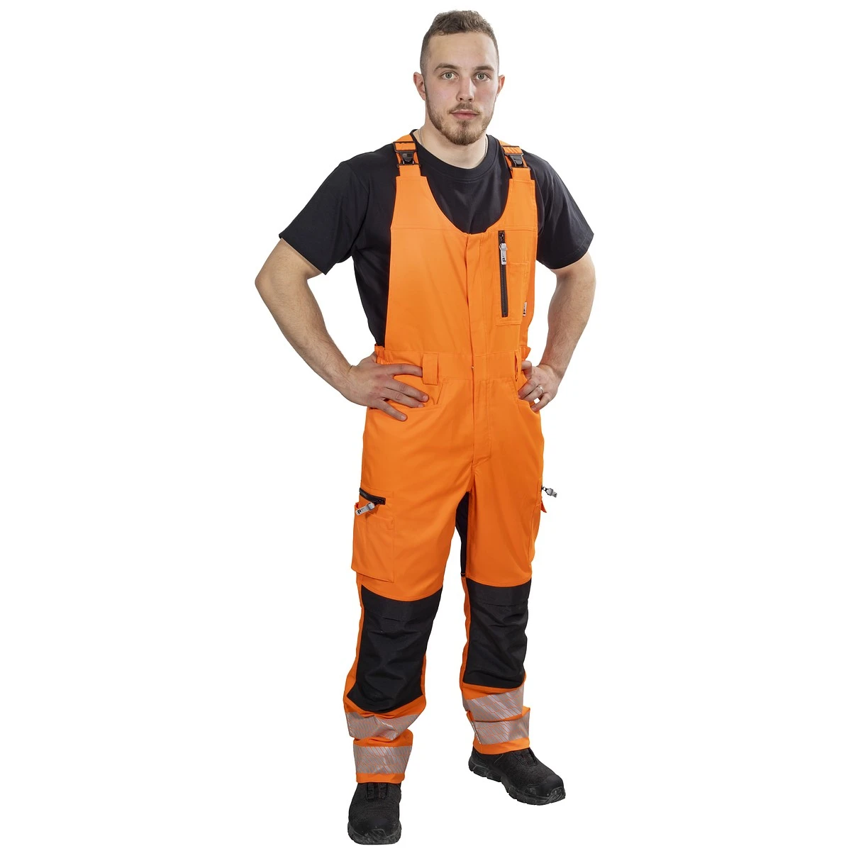 Varsel Hängselbyxa Xs Russel Fl.Orange/Svart Kl2