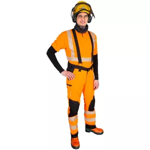 Sågskyddsbyxor M Fl.Orange/Svart En381 Kl1