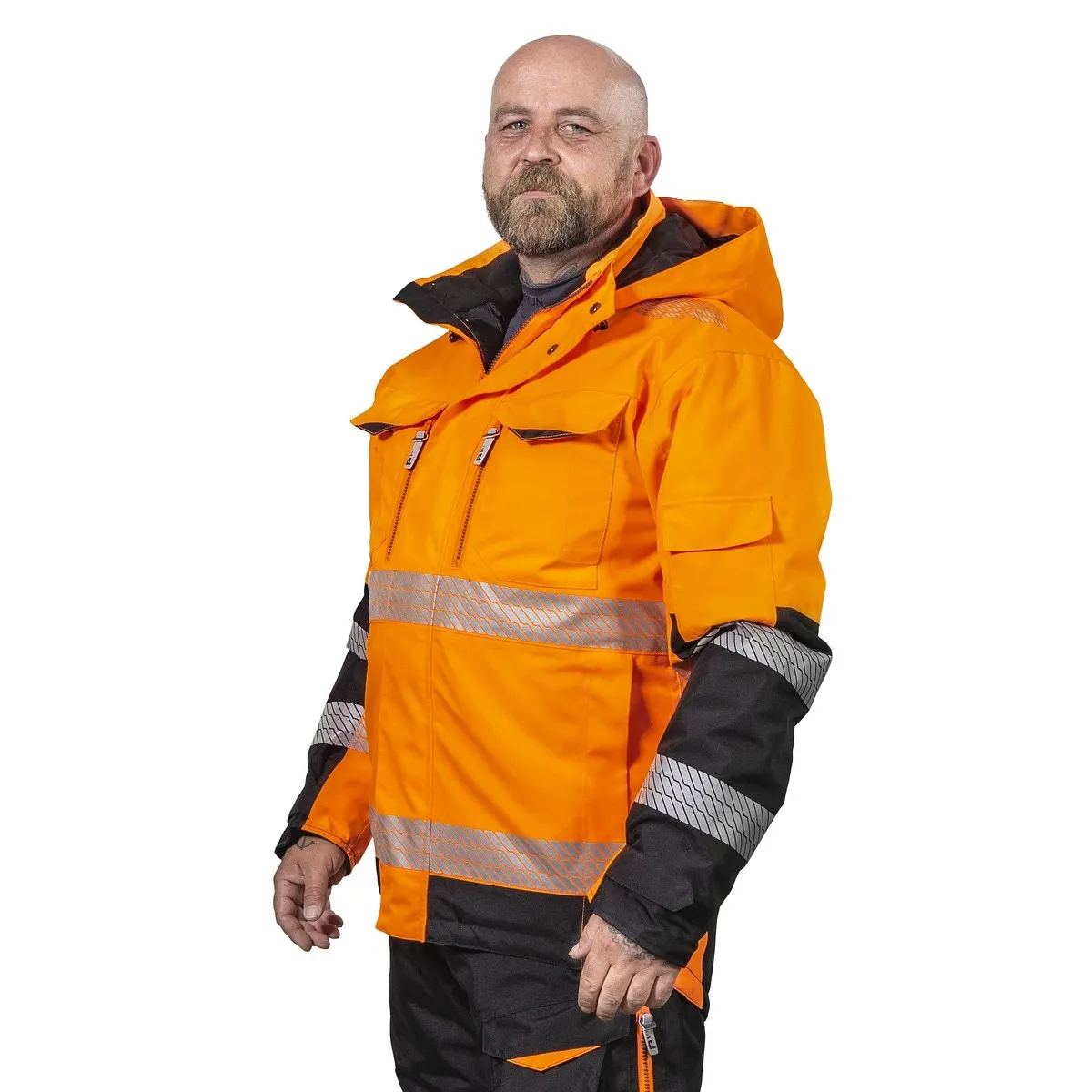 Vinter Varseljacka L Anton Fl.Orange/Svart Kl2