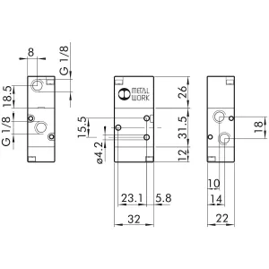 Pneumatik Ventil 3/2 1/8 Pnv23Pnsnc