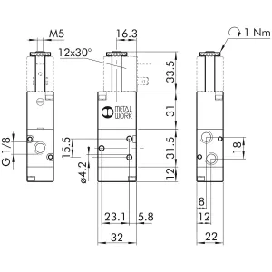 Solenoid Ventil 3/2 1/8 No Sol/Spring Sov33Sosno