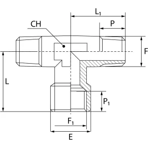 T-Koppling 3/8 Utv-Utv-Inv Mässing A17