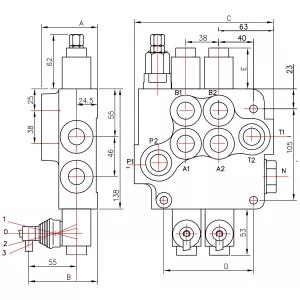 Riktningsventil 1/2 12V 80L 1-Spole Dubbelverkande
