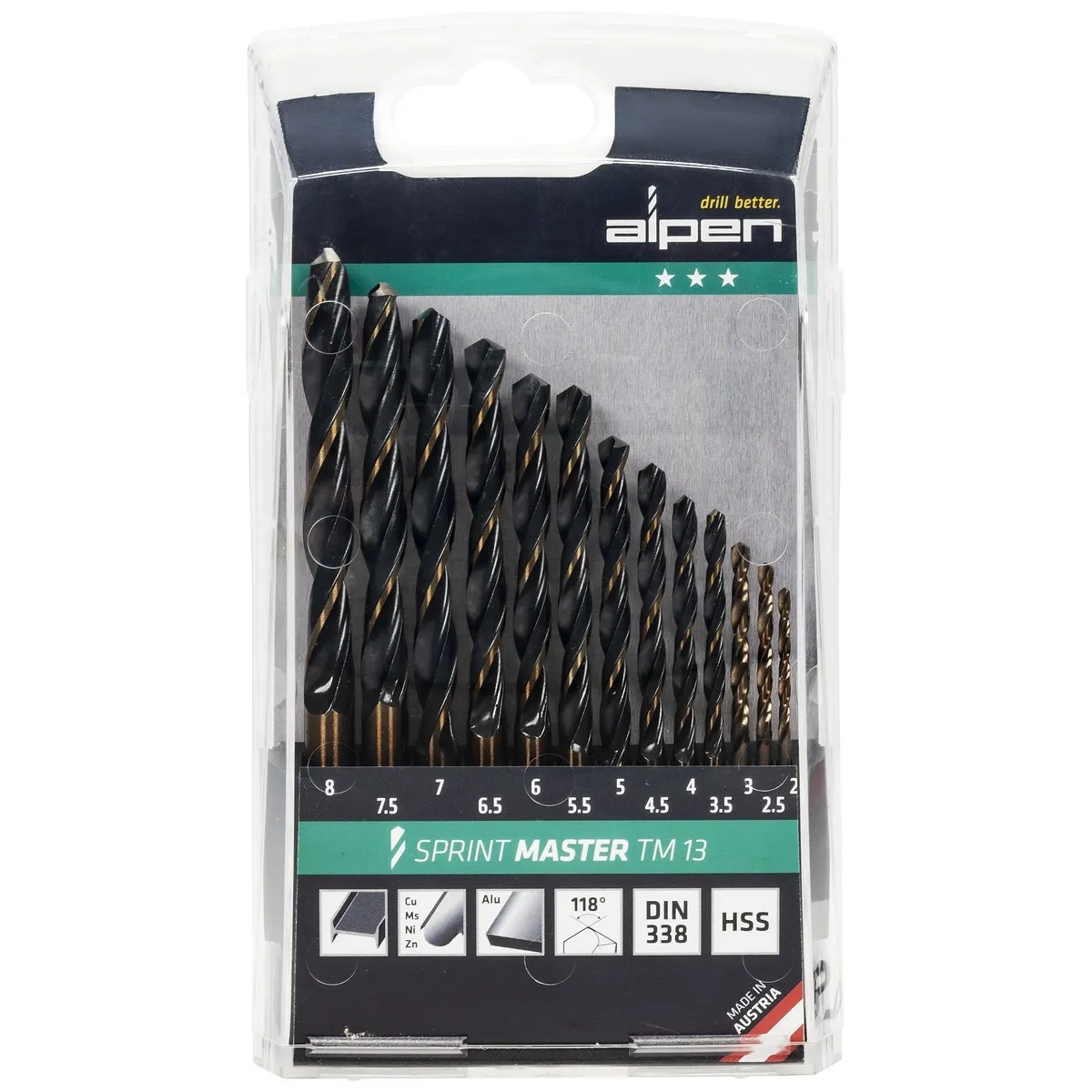 Borrsats 13 Delar 2-8Mm Hss Sprint Master