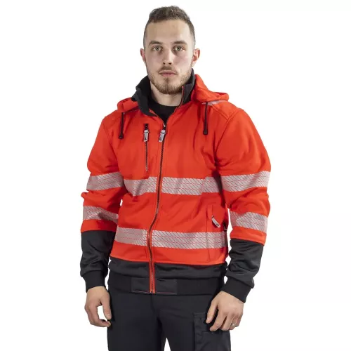 Varsel Hoodie Med Hel Dragkedja S Anders Fl.Röd