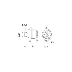 Växelströmsgenerator Mahle 65A 12V Fiat